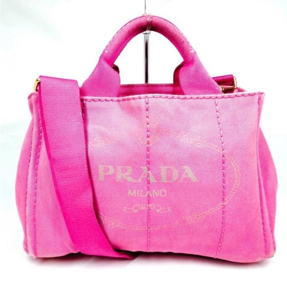 Prada pink canapa tote with strap - Picture 1 of 11